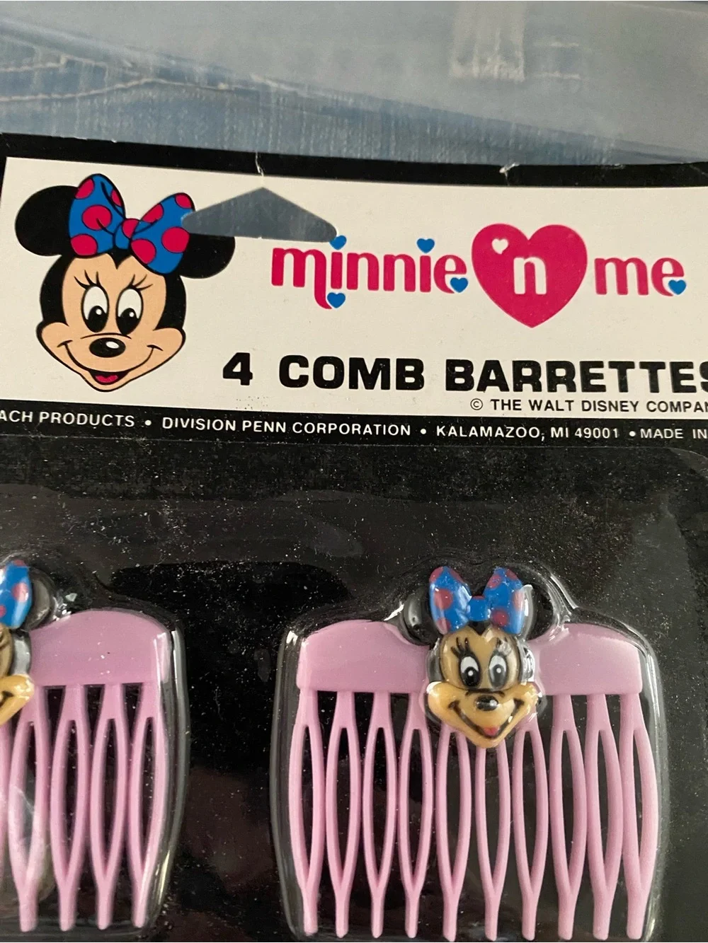 Vintage Minnie N Me NIP Comb Barrettes Minnie Mouse Pink Plastic Hair Mouse4